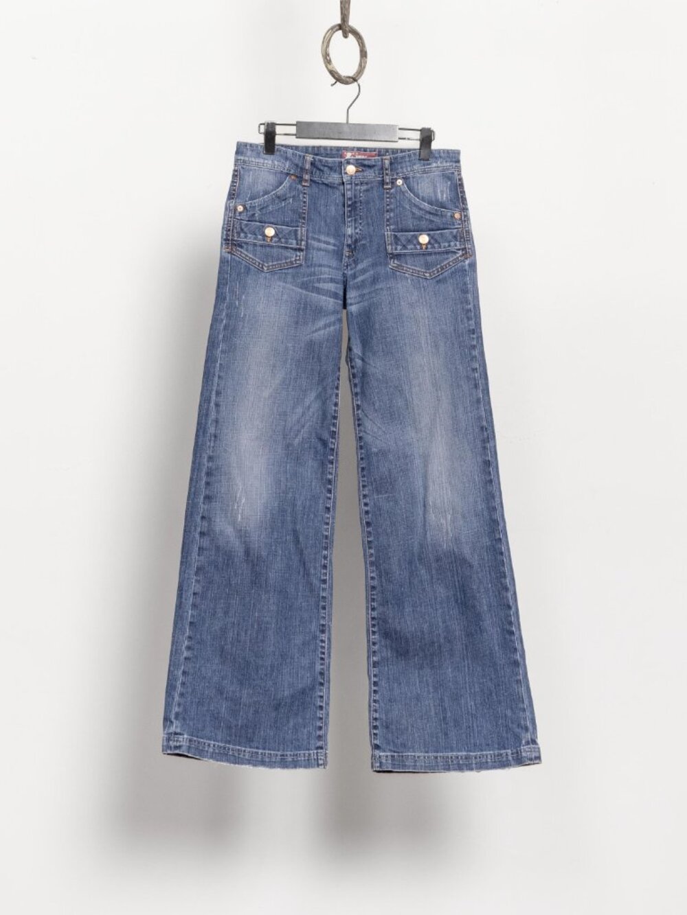 Low Rise Baggy Wide Leg Jeans Y2K 2000's Vintage Denim / 38 Inch Hips / Size 5 6 - Picture 12 of 14